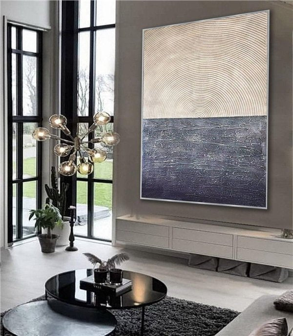 Siyah ve Krem Yankı Siparişe Özel Soyut Yağlı Boya Tablo