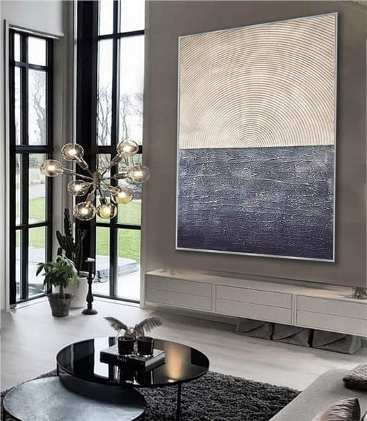 Siyah ve Krem Yankı Siparişe Özel Soyut Yağlı Boya Tablo