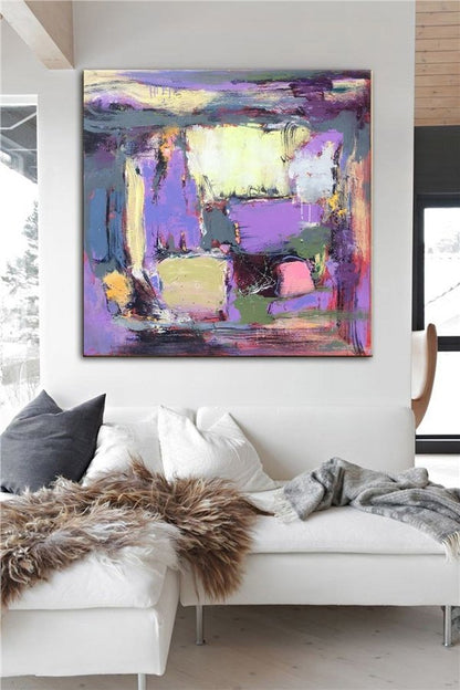 Mor Siparişe Özel Soyut Yağlı Boya Tablo