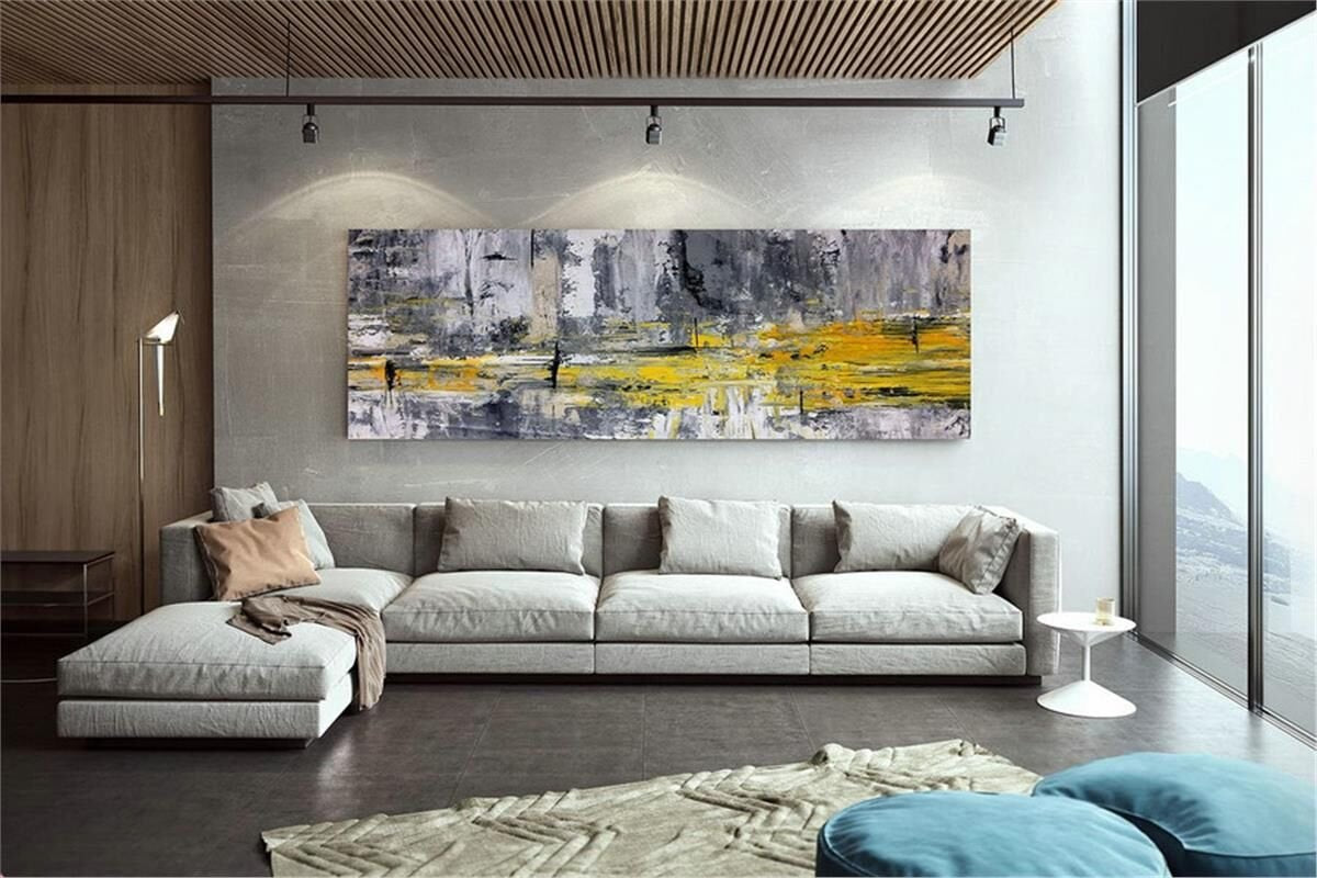 Gri Altın Soyut Siparişe Özel Soyut Yağlı Boya Tablo