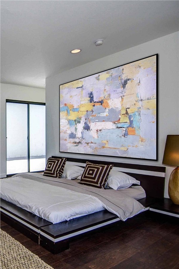 Modern Beyaz Mavi Siparişe Özel Soyut Yağlı Boya Tablo