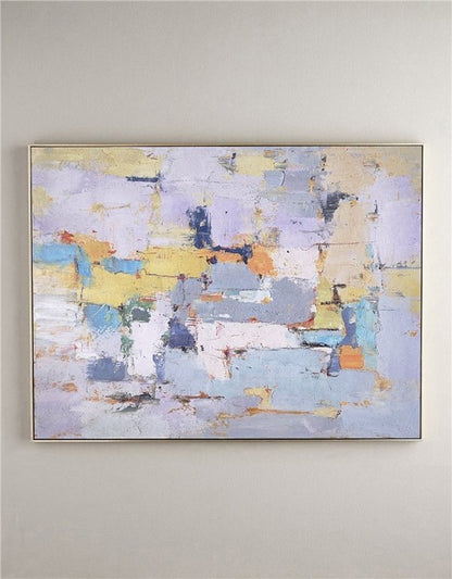 Modern Beyaz Mavi Siparişe Özel Soyut Yağlı Boya Tablo