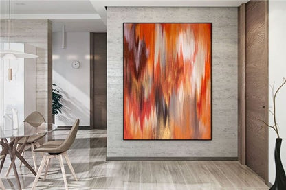 Kırmızı Turuncu Siparişe Özel Soyut Yağlı Boya Tablo