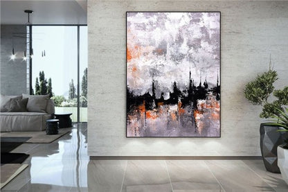 Spatula ile Panoramik Siparişe Özel Soyut Yağlı Boya Tablo