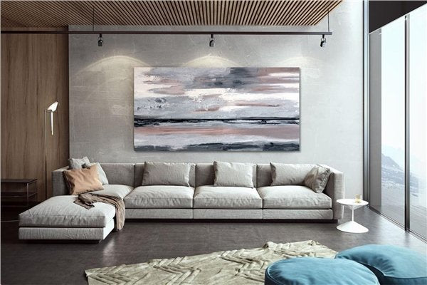 Beyaz Siyah ve Gri Siparişe Özel Soyut Yağlı Boya Tablo