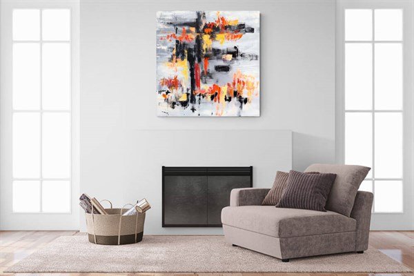 Sarı Siyah ve Turuncu Siparişe Özel Soyut Yağlı Boya Tablo