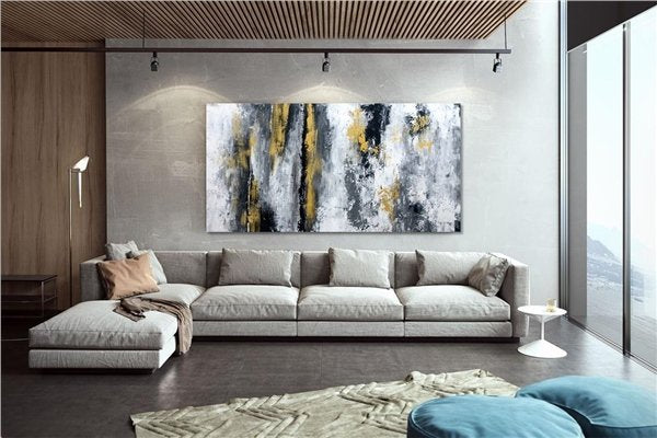 Siyah Gri Akış Siparişe Özel Soyut Yağlı Boya Tablo