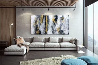 Siyah Gri Akış Siparişe Özel Soyut Yağlı Boya Tablo