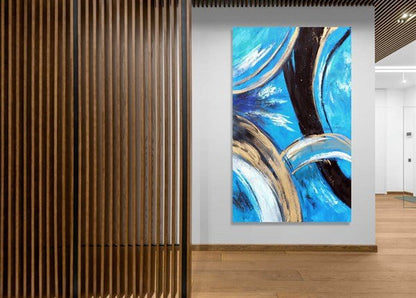 Mozaik Mavi Altın Siparişe Özel Soyut Yağlı Boya Tablo