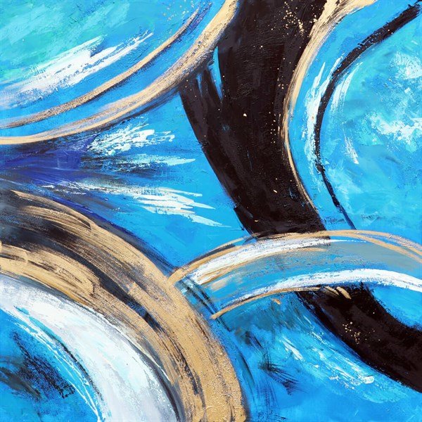 Mozaik Mavi Altın Siparişe Özel Soyut Yağlı Boya Tablo