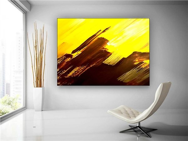 Altın ve Kahverengi Siparişe Özel Soyut Yağlı Boya Tablo