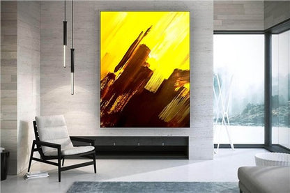 Altın ve Kahverengi Siparişe Özel Soyut Yağlı Boya Tablo