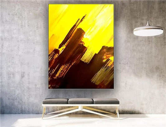 Altın ve Kahverengi Siparişe Özel Soyut Yağlı Boya Tablo