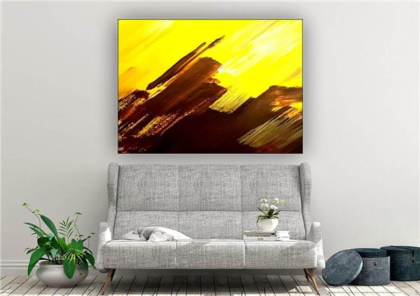 Altın ve Kahverengi Siparişe Özel Soyut Yağlı Boya Tablo