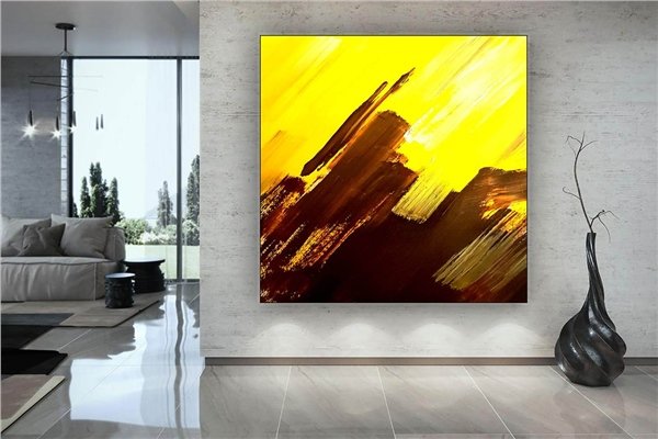 Altın ve Kahverengi Siparişe Özel Soyut Yağlı Boya Tablo