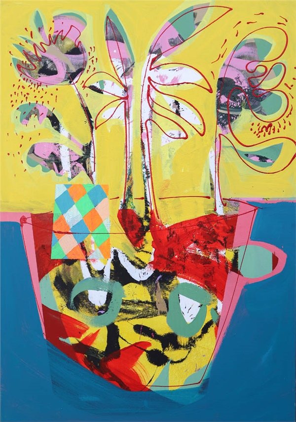 Soyut Çiçek Armonisi Yağlı Boya Tablosu