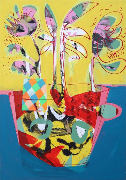 Soyut Çiçek Armonisi Yağlı Boya Tablosu