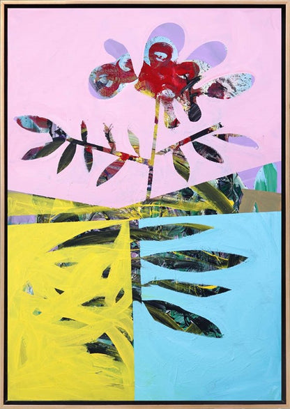 Vazo İçindeki Soyut Bahar Yağlı Boya Tablosu