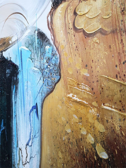 Bej Yeşil Minimalist Siparişe Özel Soyut Yağlı Boya Tablo