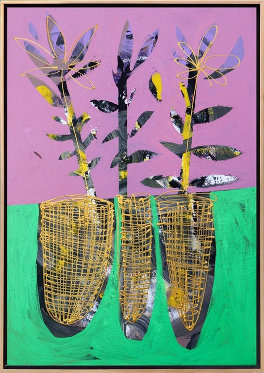 Soyut Çiçeklerin Renk Oyunları Yağlı Boya Tablosu