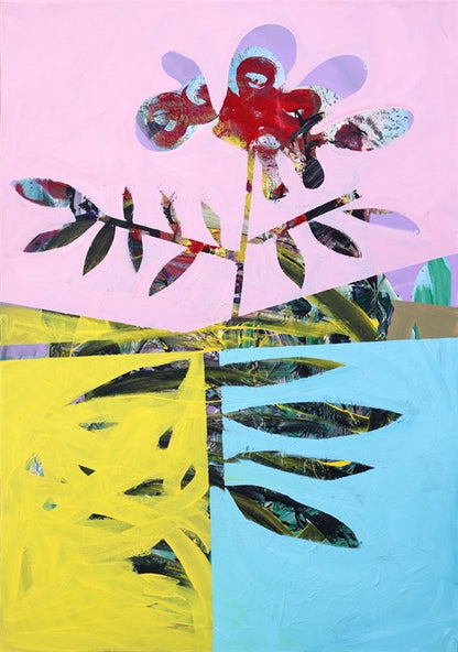 Vazo İçindeki Soyut Bahar Yağlı Boya Tablosu