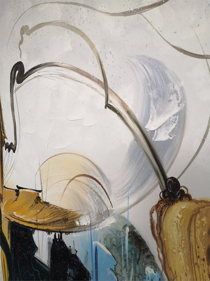 Bej Yeşil Minimalist Siparişe Özel Soyut Yağlı Boya Tablo