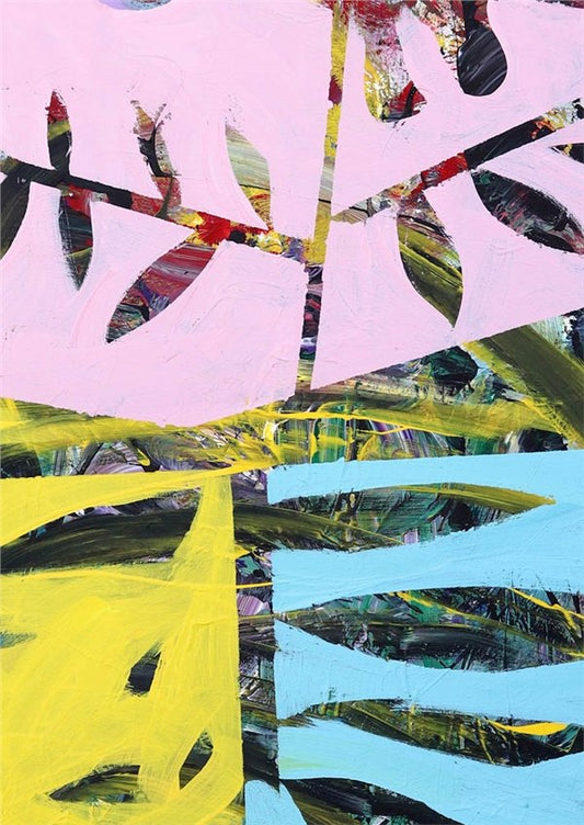 Vazo İçindeki Soyut Bahar Yağlı Boya Tablosu