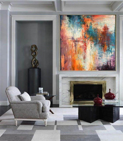 Rengarenk Siparişe Özel Soyut Yağlı Boya Tablo