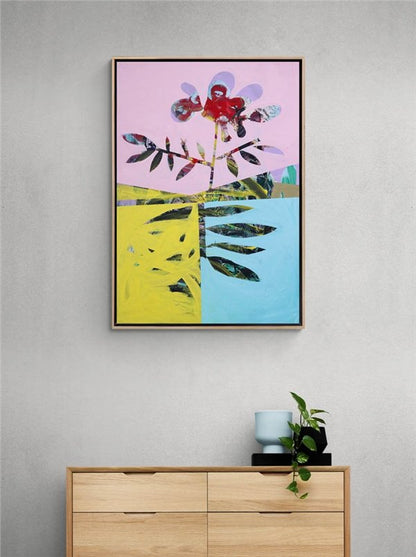 Vazo İçindeki Soyut Bahar Yağlı Boya Tablosu