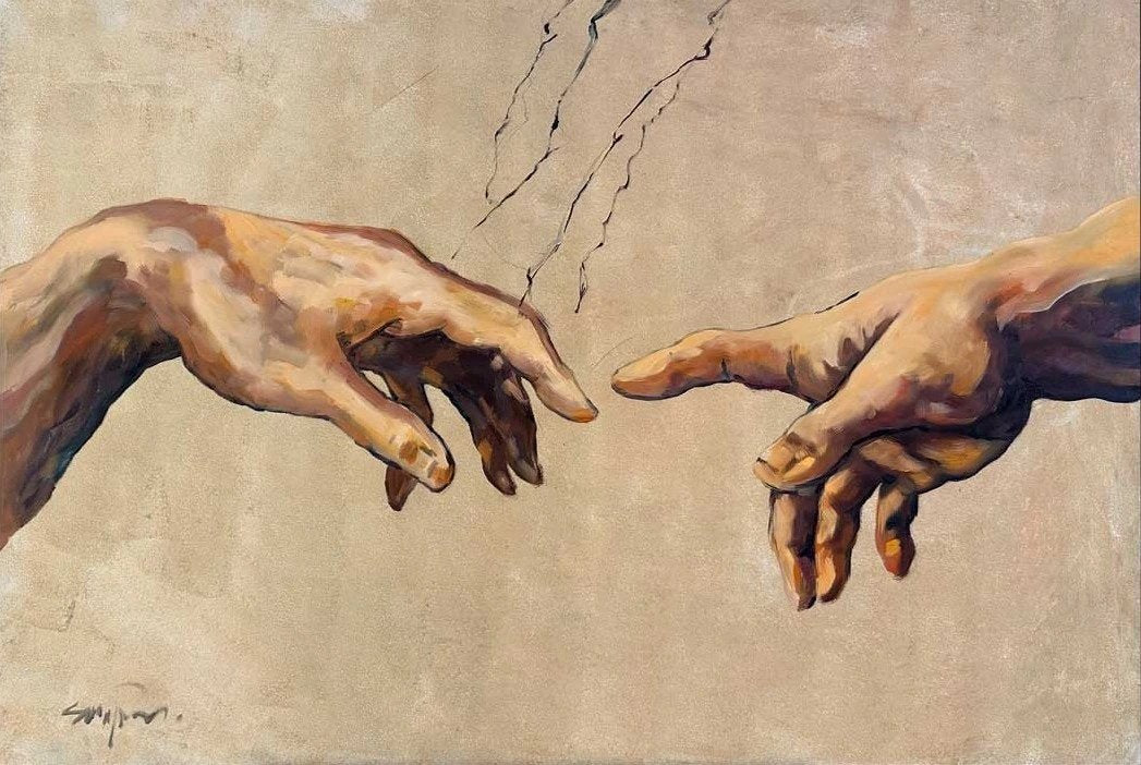 Adem'in Yaratılışı - Michelangelo Yağlı Boya Tablosu