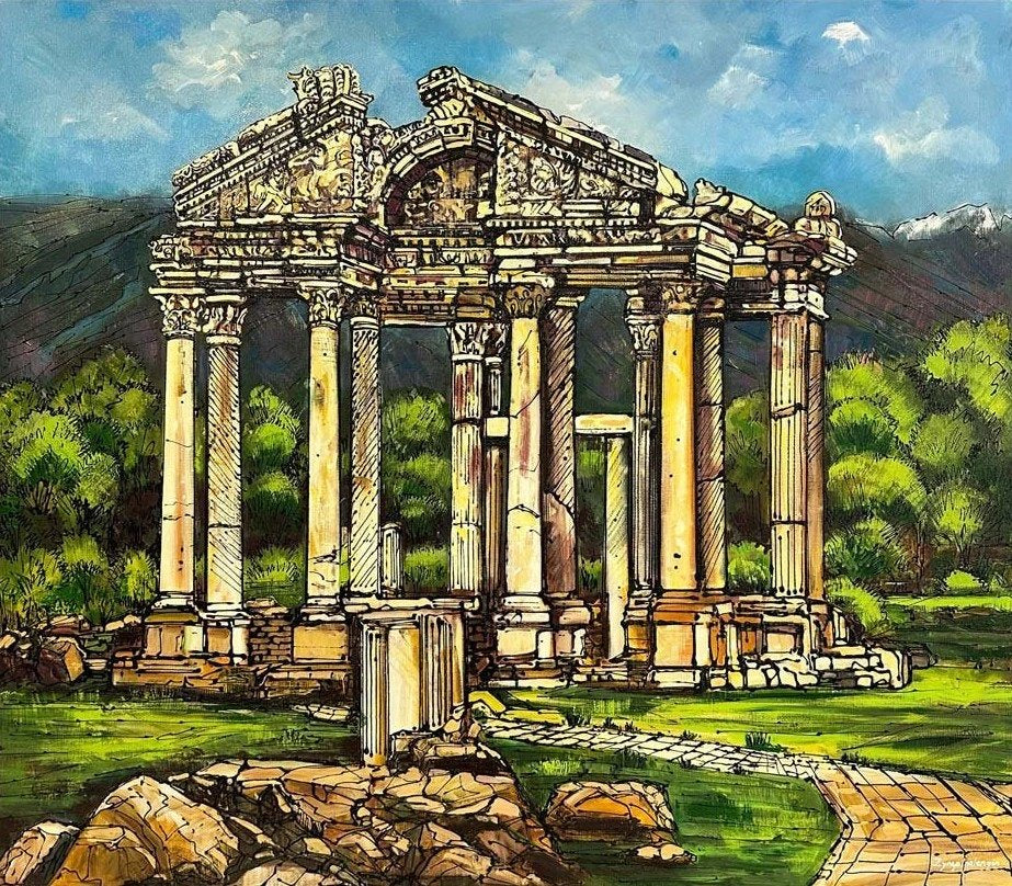 Afrodisyas Antik Kenti Yağlı Boya Tablosu