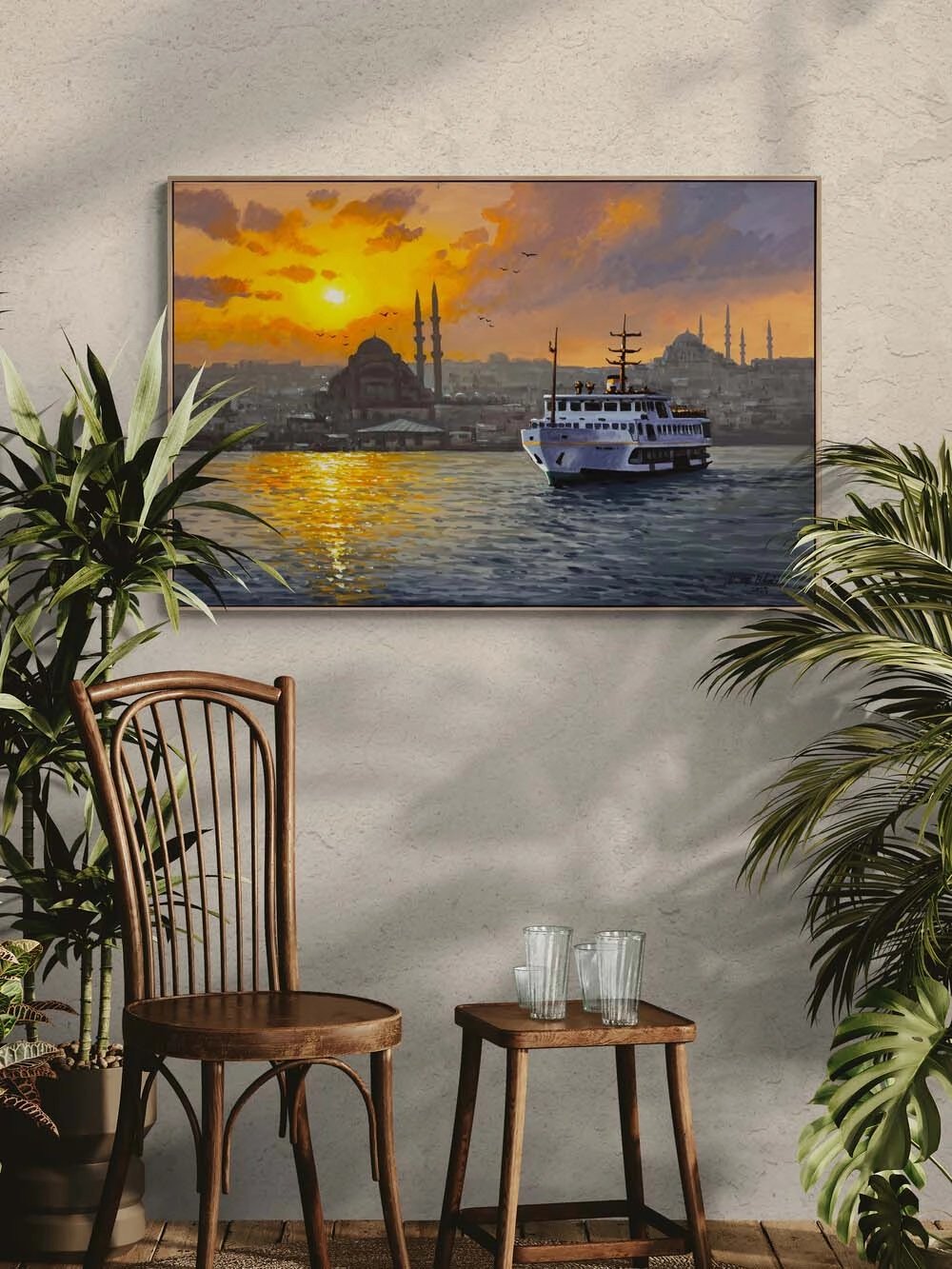 Akşam Vapurları Yağlı Boya Tablosu