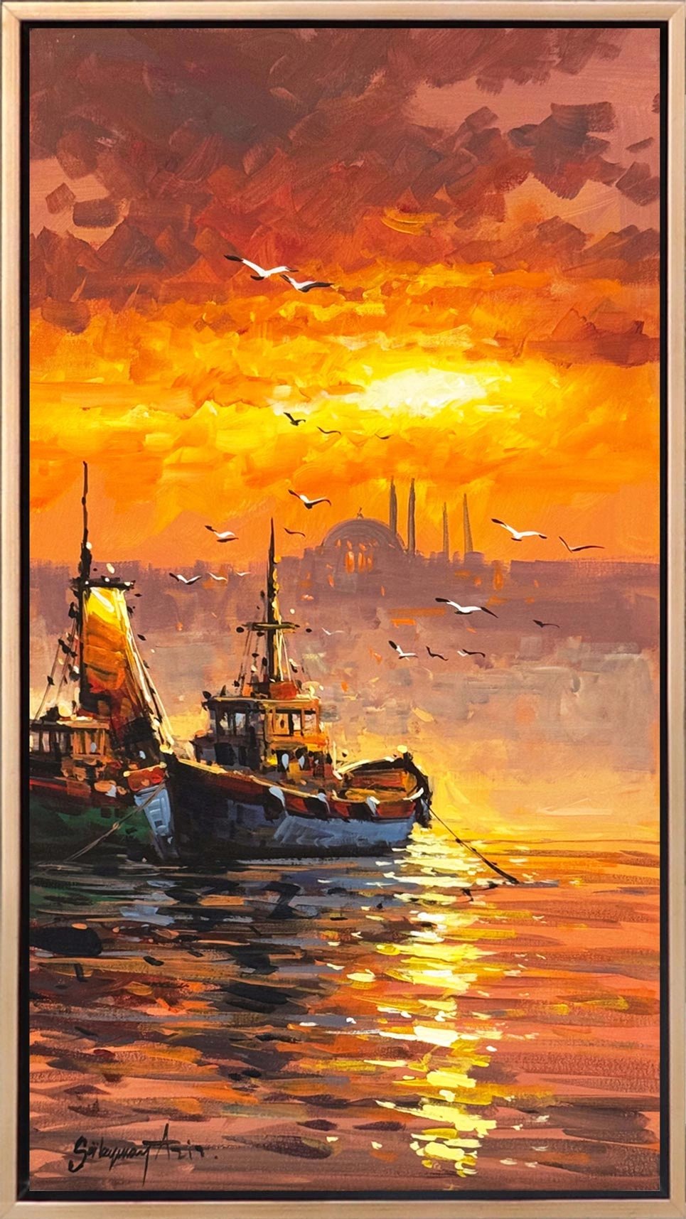 Akşama Açılan Yelkenler Yağlı Boya Tablosu