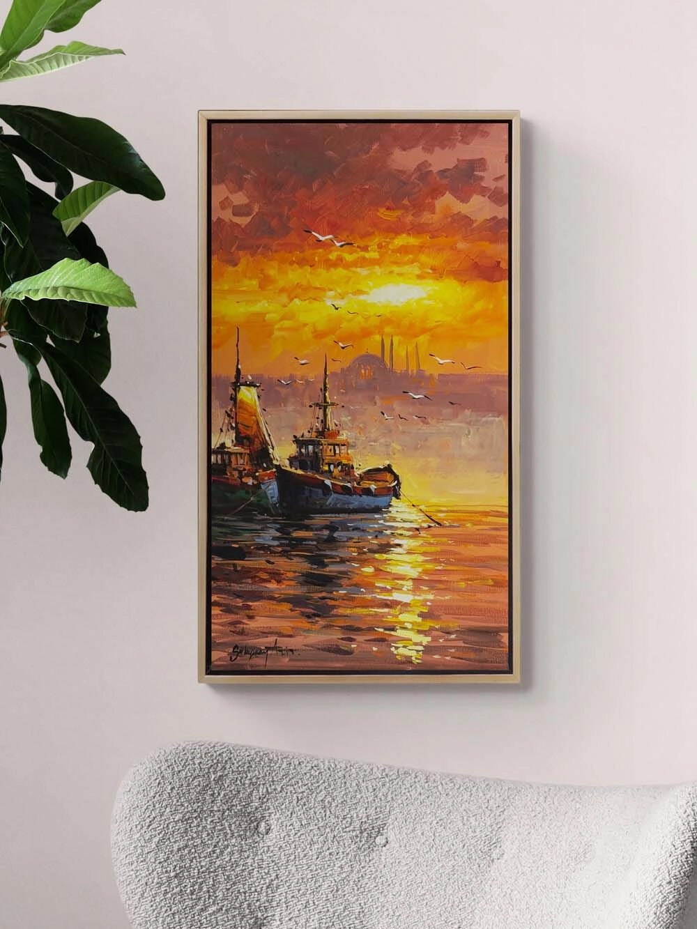 Akşama Açılan Yelkenler Yağlı Boya Tablosu