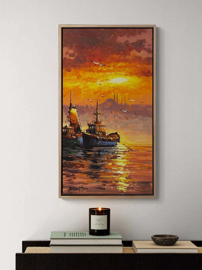 Akşama Açılan Yelkenler Yağlı Boya Tablosu