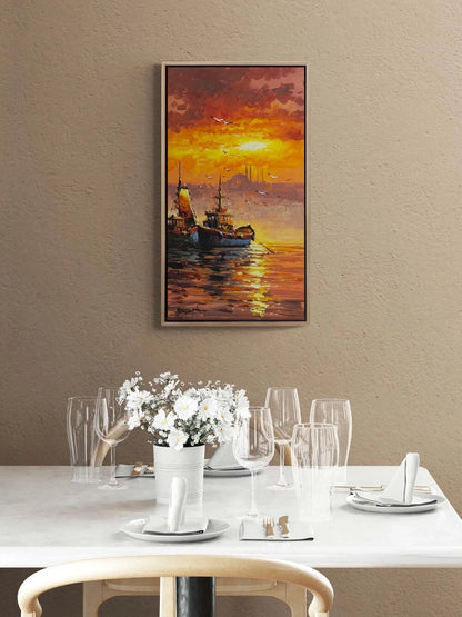 Akşama Açılan Yelkenler Yağlı Boya Tablosu