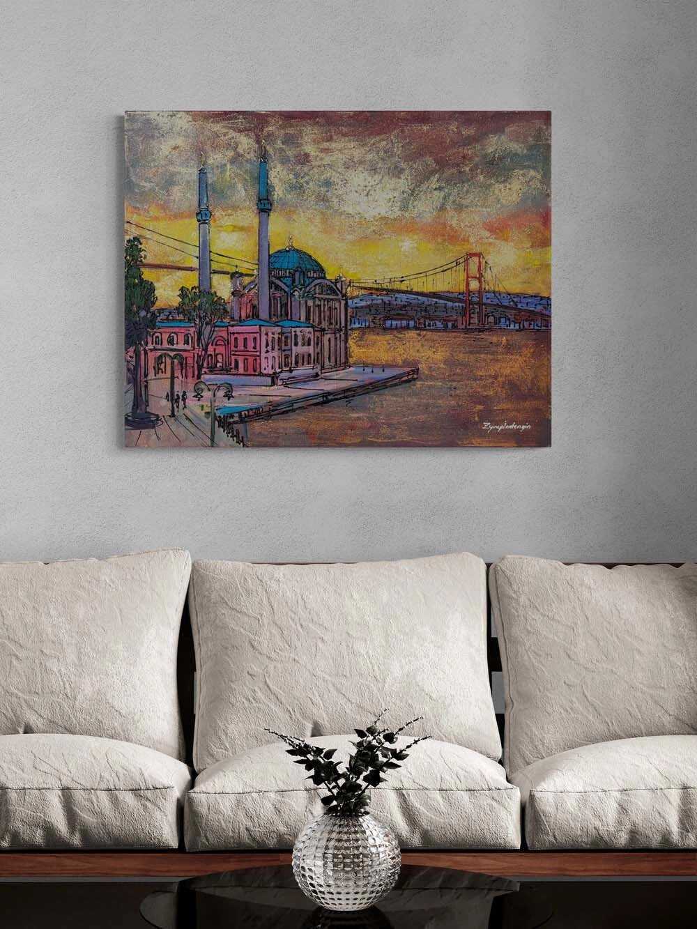 Akşamüstü Ortaköy Cami Yağlı Boya Tablosu