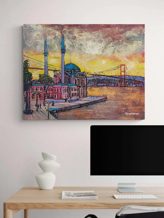 Akşamüstü Ortaköy Cami Yağlı Boya Tablosu