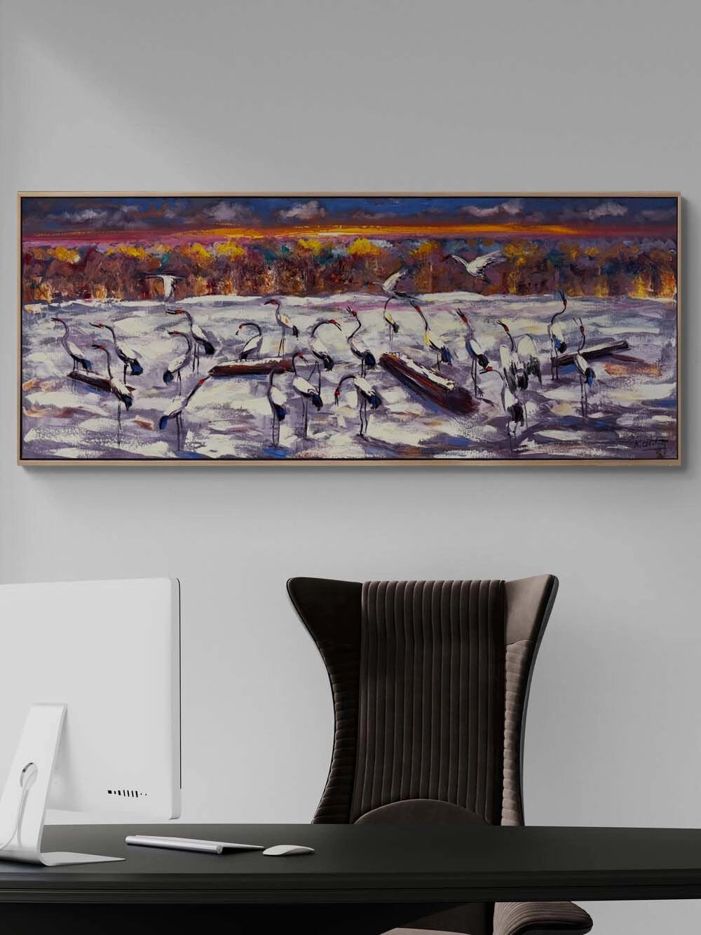 Alacakaranlıkta Turnalar Yağlı Boya Tablosu