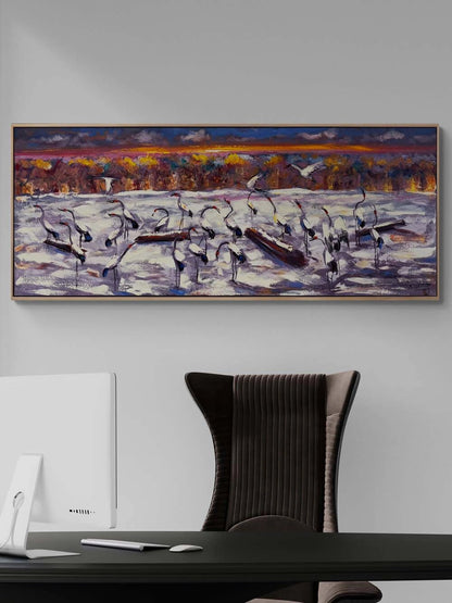 Alacakaranlıkta Turnalar Yağlı Boya Tablosu