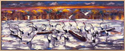 Alacakaranlıkta Turnalar Yağlı Boya Tablosu