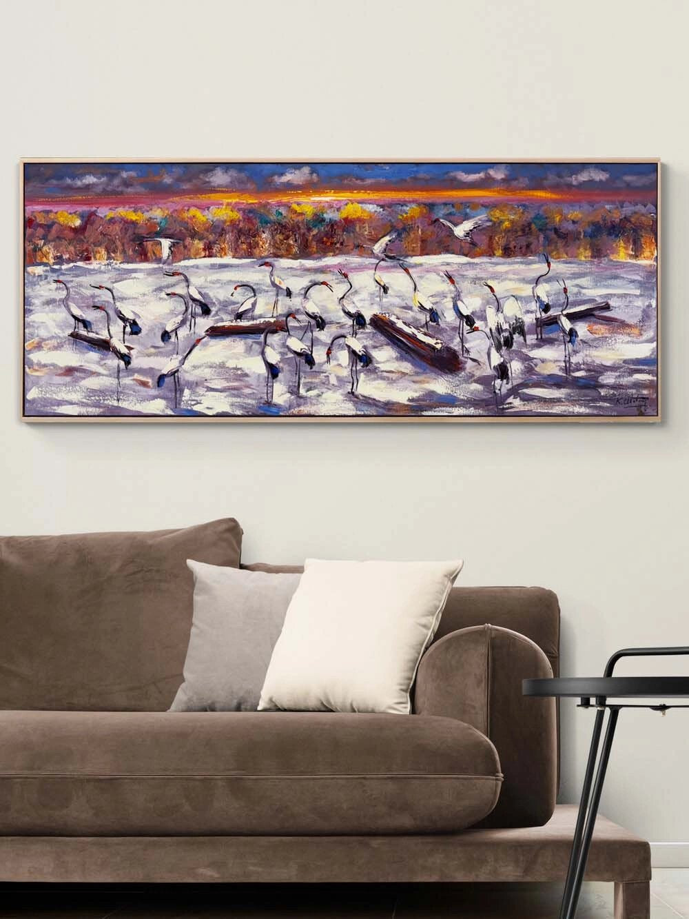 Alacakaranlıkta Turnalar Yağlı Boya Tablosu