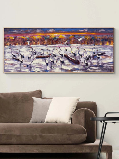 Alacakaranlıkta Turnalar Yağlı Boya Tablosu