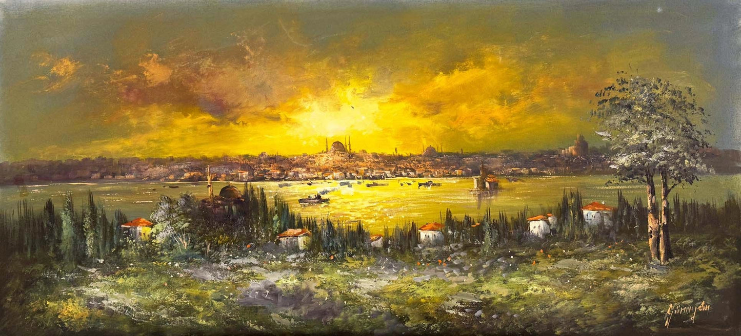 Altın Huzmelerde İstanbul Yağlı Boya Tablosu
