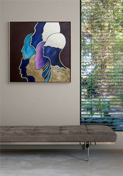 Soyut Kafaların Rengi Yağlı Boya Tablosu