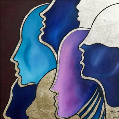 Soyut Kafaların Rengi Yağlı Boya Tablosu