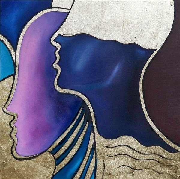 Soyut Kafaların Rengi Yağlı Boya Tablosu