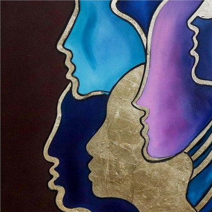 Soyut Kafaların Rengi Yağlı Boya Tablosu