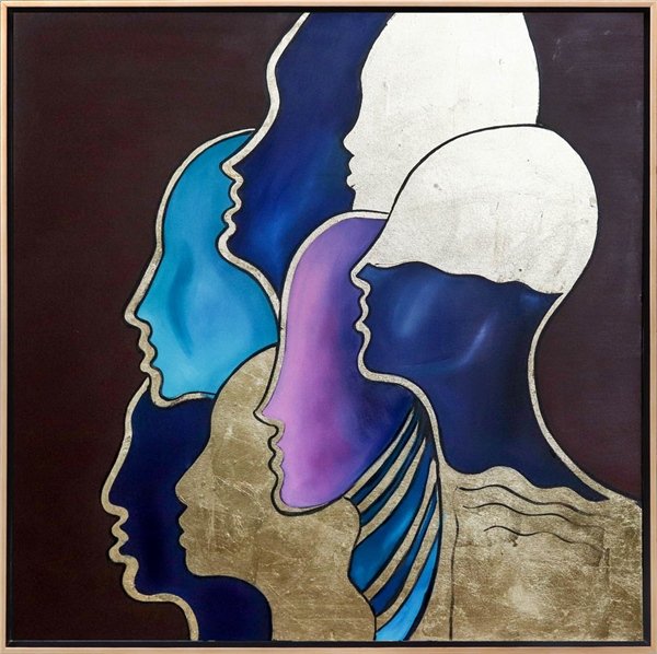 Soyut Kafaların Rengi Yağlı Boya Tablosu