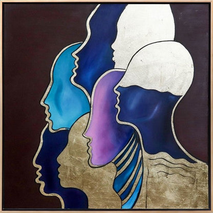 Soyut Kafaların Rengi Yağlı Boya Tablosu